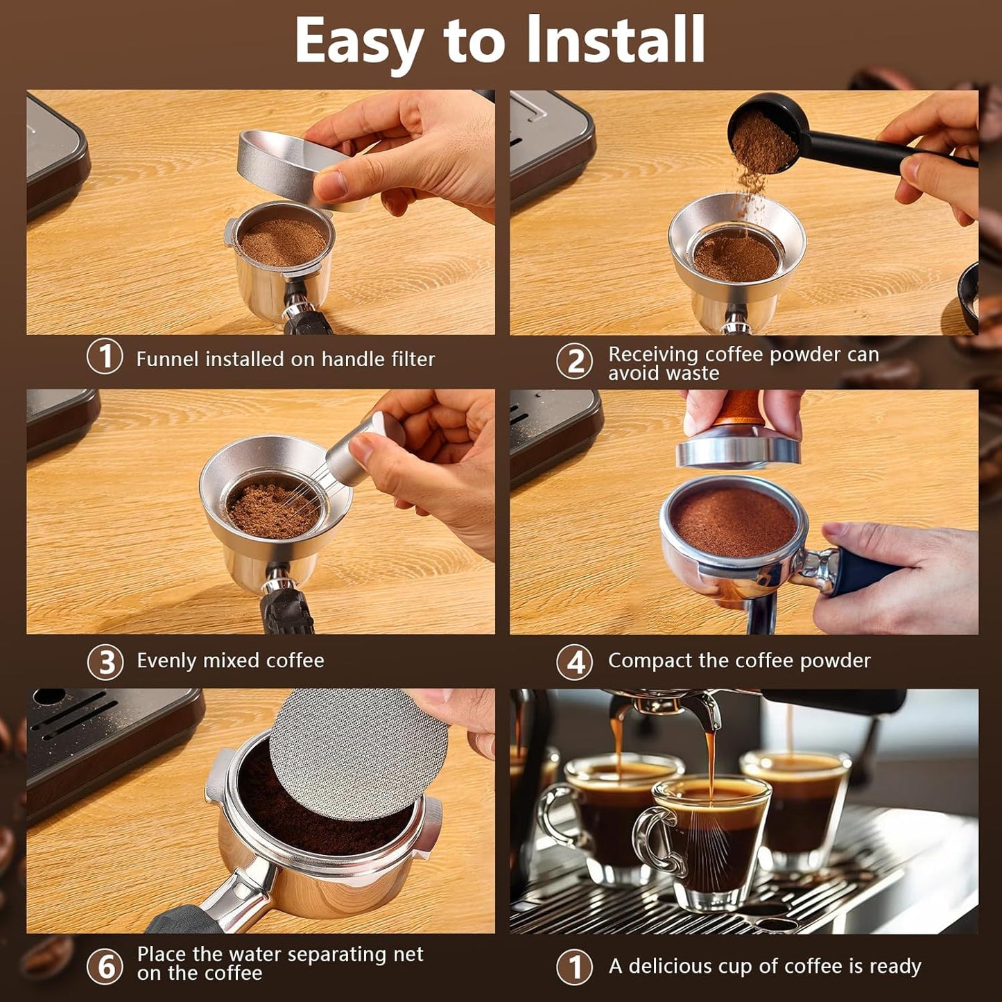 WDT Tool Espresso Distributor Accessory kit &1.7mm Thickness 150μm Mesh Puck Screen & 8 Magnets dosing ring Compatible with Breville Portafilter (WDT +51MM silver dosing ring&puck screen)
