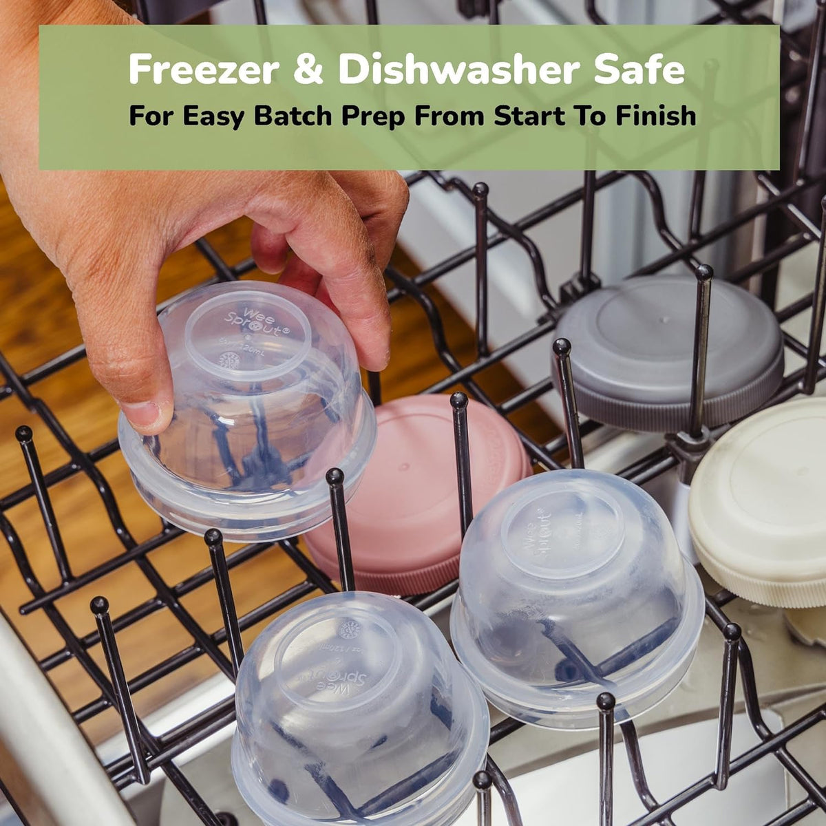 WeeSprout Baby Food Containers - Small 4 oz Containers with Lids, Leakproof & Airtight, Freezer Safe, Dishwasher Safe, Thick Food Grade Plastic, Set of 12 Baby Food Storage Containers + Color Options