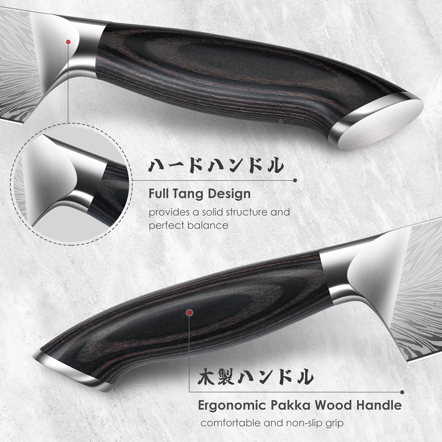 SHAN ZU Chef Knife in Powder Steel, Japanese Kitchen Knife 8 Inch, Ultra Sharp Chef's Knives, High Carbon Japanese Knives with Ergonomic Pakkawood Handle Professional Utility Knives for Meat Vegetable