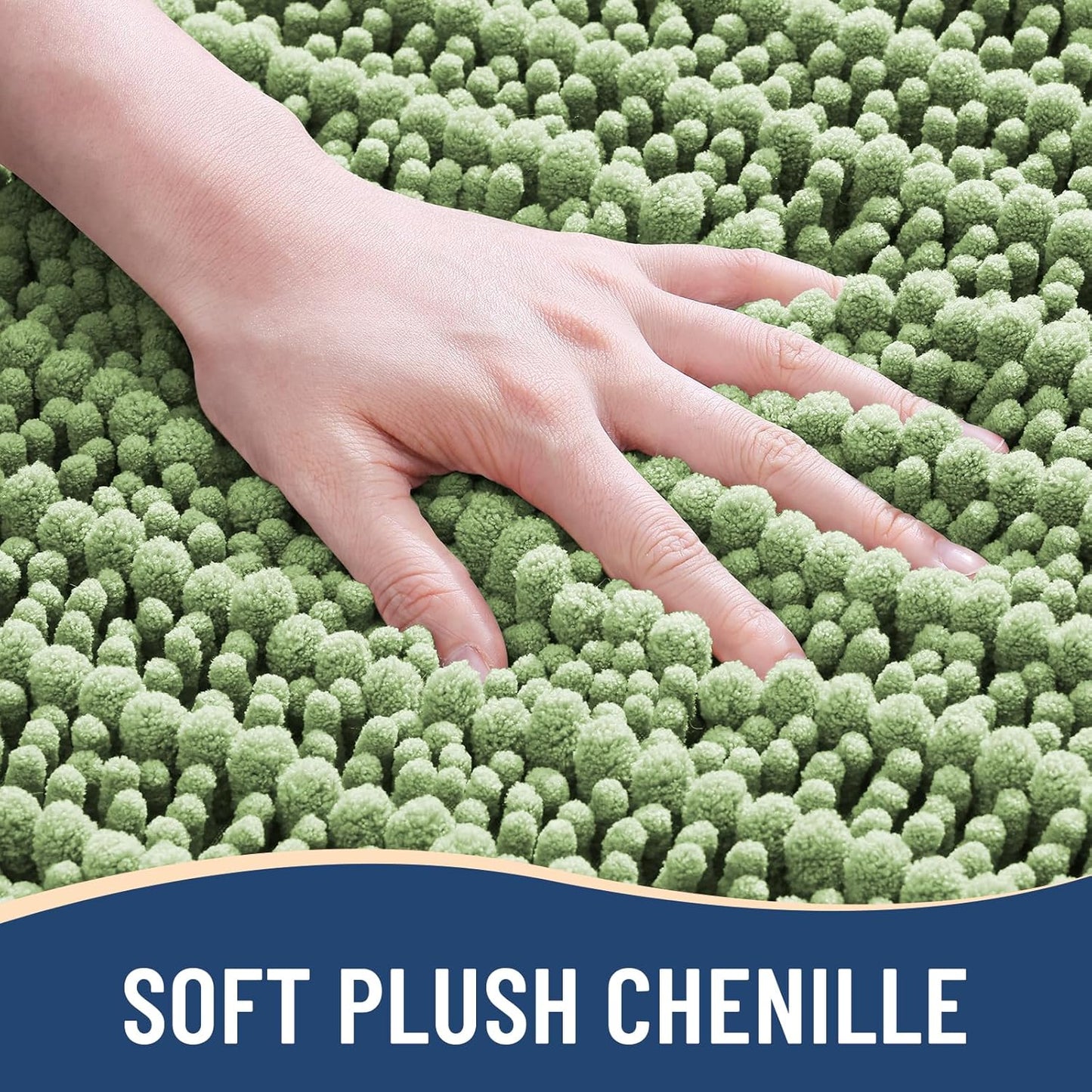 Arotive Luxury Chenille Bathroom Rug Mat, Extra Soft Thick Absorbent Shaggy Bath Rugs, Non-Slip Machine Wash Dry, Plush Bath Mats for Bathroom, Shower and Tub, 70x24, Sage Green