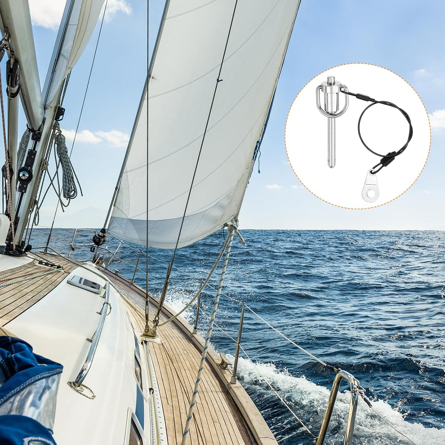 uxcell 1 Pcs Quick Release Pin, 1/4" x 1.57"(Dia. x L) Push-Button Ball Locking Pin 304 Stainless Steel Ring Handle Locking Pin with Wire for Audio Bimini Top Marine, Silver