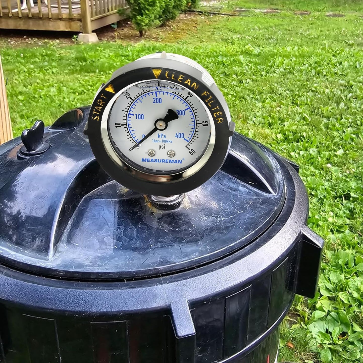 MEASUREMAN Pool Filter Pressure Gauge Replacement, 0-60 PSI, 2-inch Dial, 1/4 NPT Bottom Mount, Stainless Steel, Oil Filled, Waterproof
