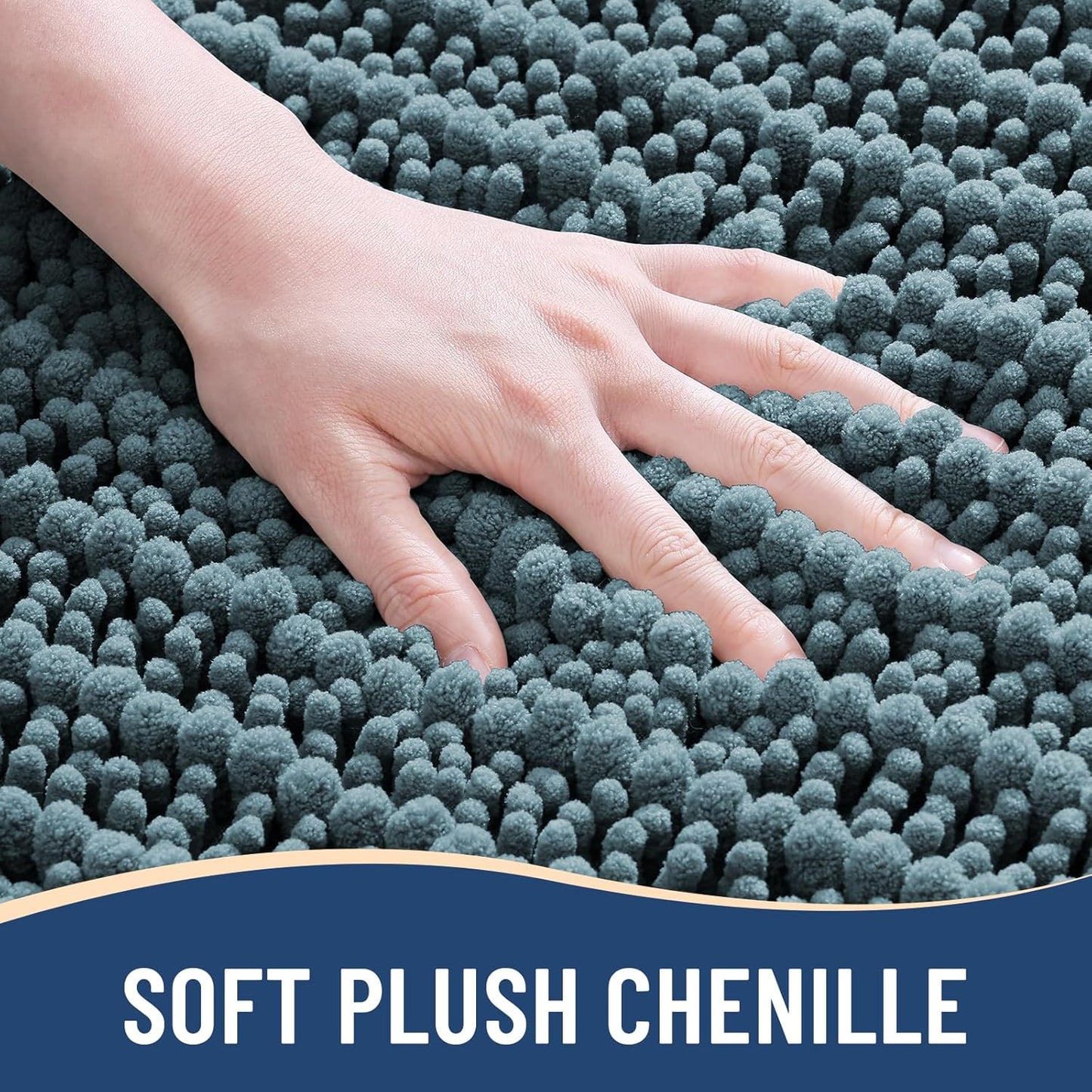Arotive Luxury Chenille Bathroom Rug Mat, Extra Soft Thick Absorbent Shaggy Bath Rugs, Non-Slip Machine Wash Dry, Plush Bath Mats for Bathroom, Shower and Tub, 24x16, Smoky Gray