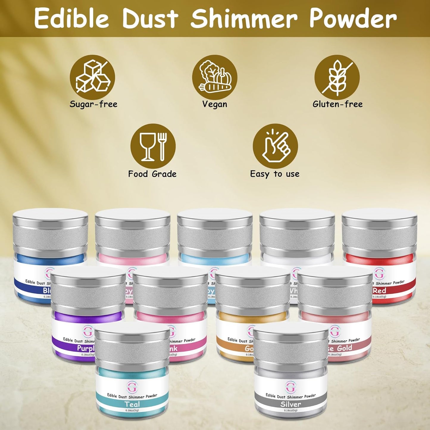 Glitter & Glitz Edible Glitter for Drinks - Premium Drink Glitter Edible Dust for Cocktails, Baking, Brew, Champagne - Luster Dust and Cocktail Glitter - Edible Glitter for Drinks Decoration (Rose Gold, 5Grams)