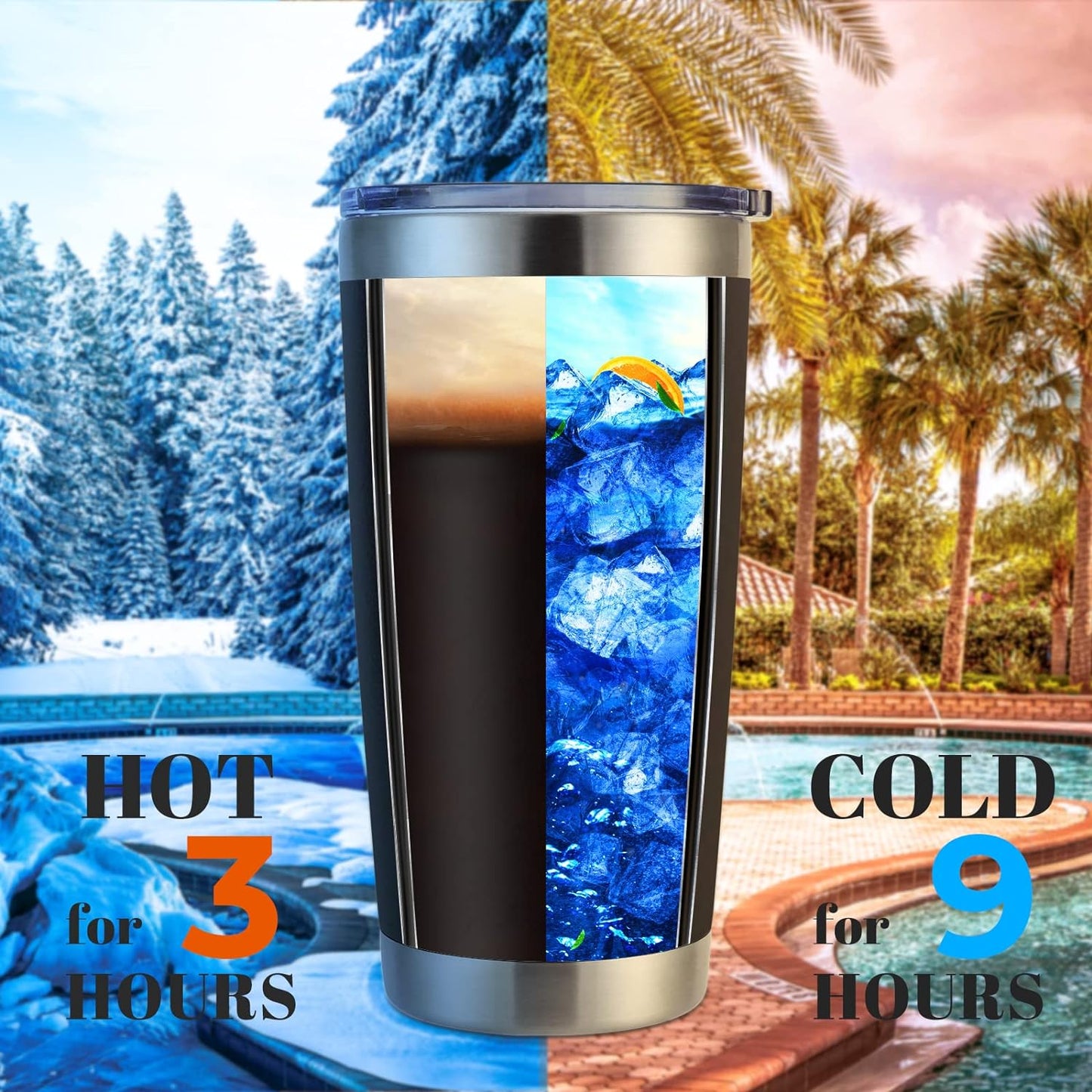 DOMICARE 20oz Stainless Steel Tumbler Bulk with Lid, Double Wall Vacuum Insulated Travel Mug, Powder Coated Coffee Cup, Powder Black, 12 Pack