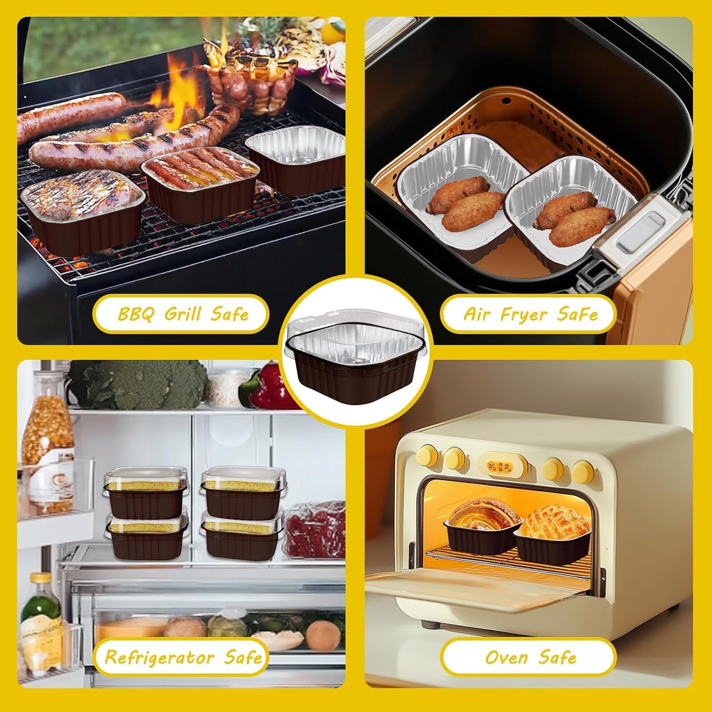 25 Pack Square Mini Cake Pans with Lids,Mini Loaf Pans with Lids,Aluminum Foil Baking Cups,Disposable Ramekins Cupcake Cups,Muffin Tins,Dessert Cups for Wedding Birthday Party Picnics,5oz (Coffee)