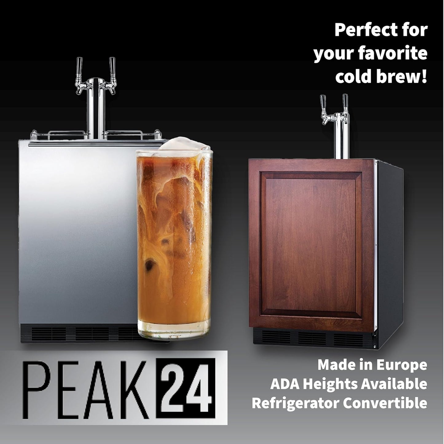 Summit 24" Cold Brew Kegerator, Dual Tap Kit, Stainless Steel- SBC7BRSCF2