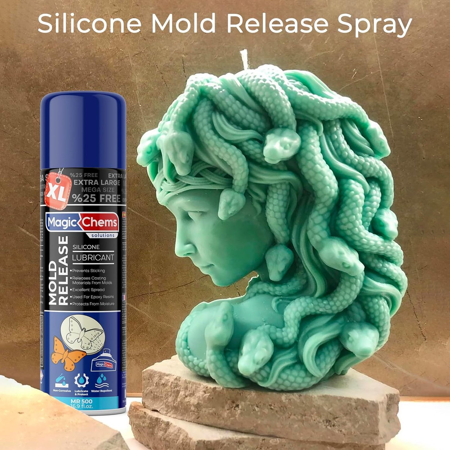 Silicone Mold Release Spray for Epoxy Resin (2 x 16.9 fl oz / 500ml) Mold Release Spray for Candle Making Releasing Agent for Silicone Molds (2 Pack Mega Size)