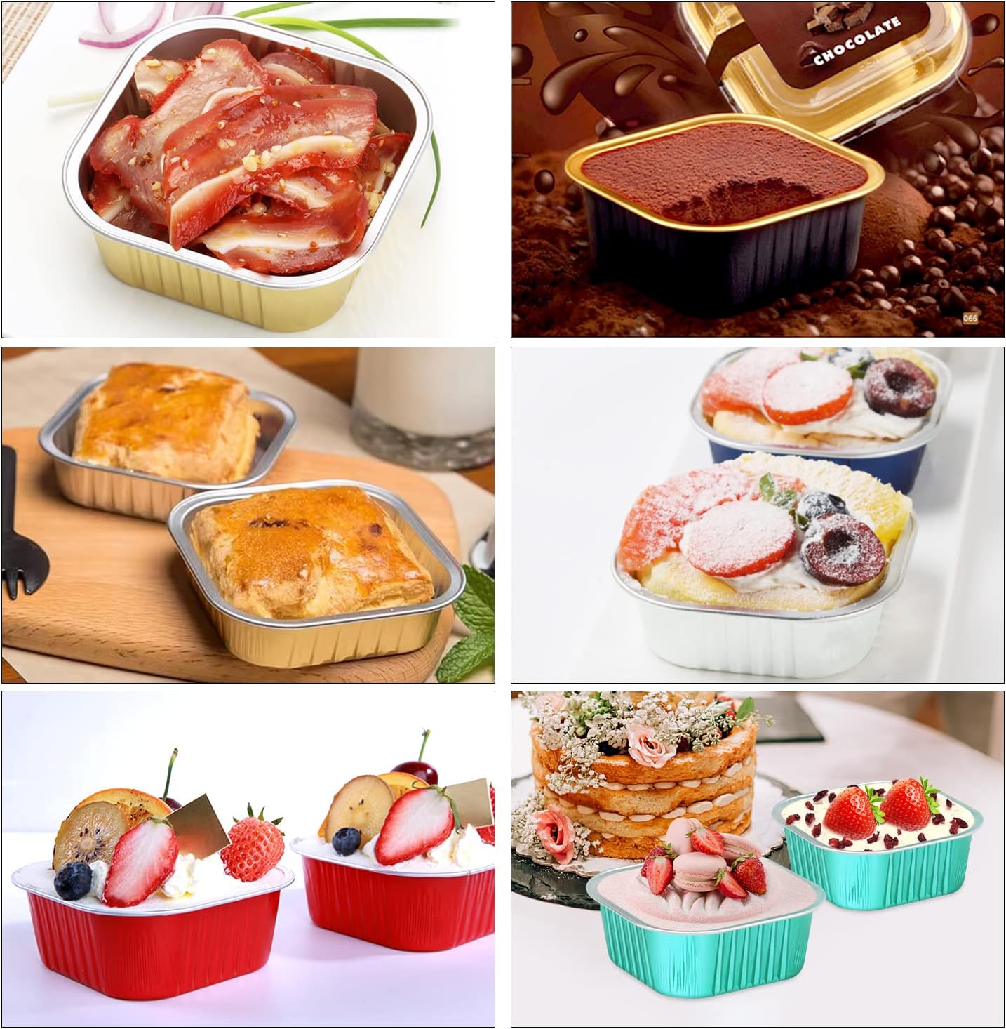 120pack/10oz Mini Cake Foil Pans with Lids,LNYZQUS 4”x4” Large Cupcake Pan Disposable Ramekins,Small Brownie Baking Cups Square Muffin Tin Cheesecake Containers Holders-Pink