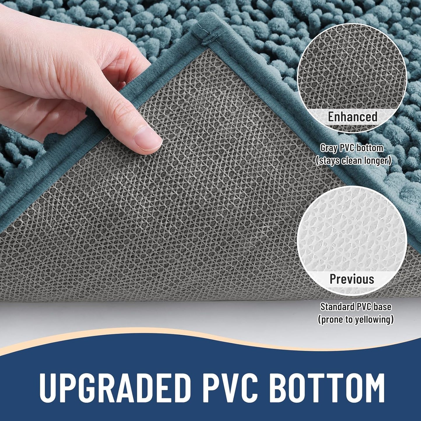 Arotive Luxury Chenille Bathroom Rug Mat, Extra Soft Thick Absorbent Shaggy Bath Rugs, Non-Slip Machine Wash Dry, Plush Bath Mats for Bathroom, Shower and Tub, 24x16, Smoky Gray