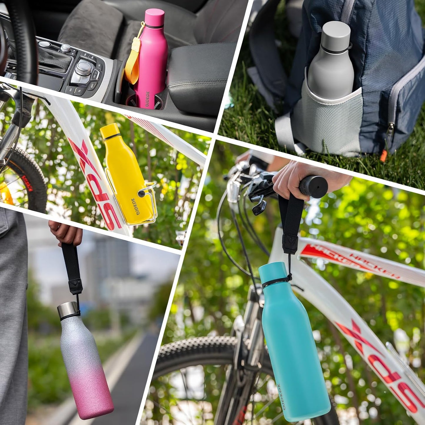 BJPKPK Insulated Water Bottles, 12oz Stainless Steel Metal Water Bottle with Strap, BPA Free Leak Proof Thermos, Mugs, Flasks, Reusable Water Bottle for Sports & Travel, Lilac Elegance