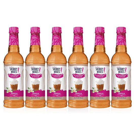Jordan's Skinny Syrups Sugar Free Coffee Syrup, Vanilla Flavor Drink Mix, Zero Calorie Flavoring for Chai Latte, Protein Shake, Food and More, Gluten Free, Keto Friendly, 25.4 Fl Oz, (Pack of 6)