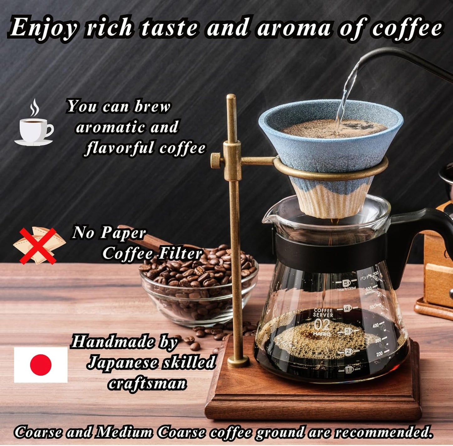 Ceramic Reusable Coffee Filter Dripper Paperless Sustinable Mt. Fuji Made in Japan (Green)