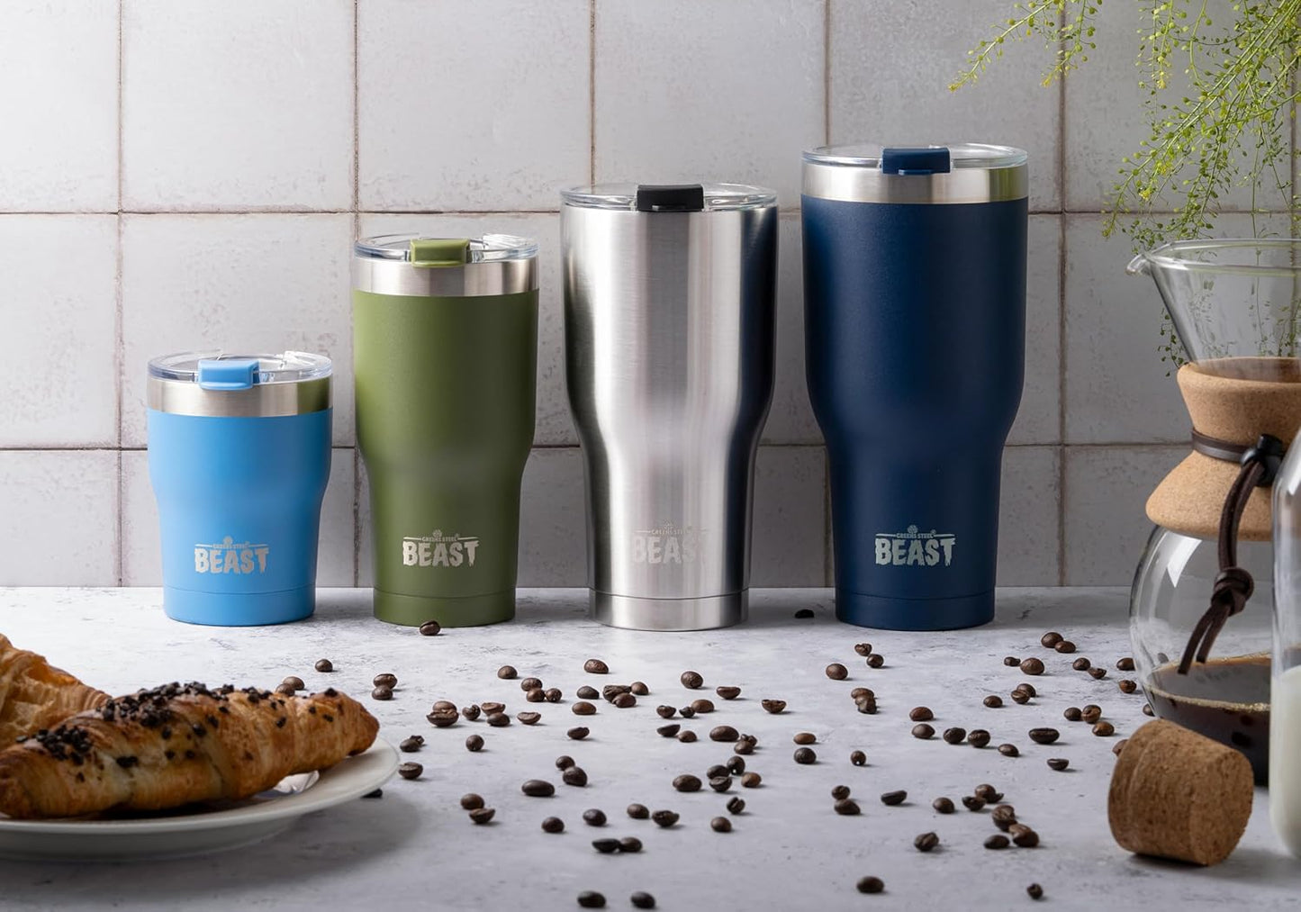 Beast 20 oz Tumbler Stainless Steel Vacuum Insulated Coffee Ice Cup Double Wall Travel Flask (Army Green)