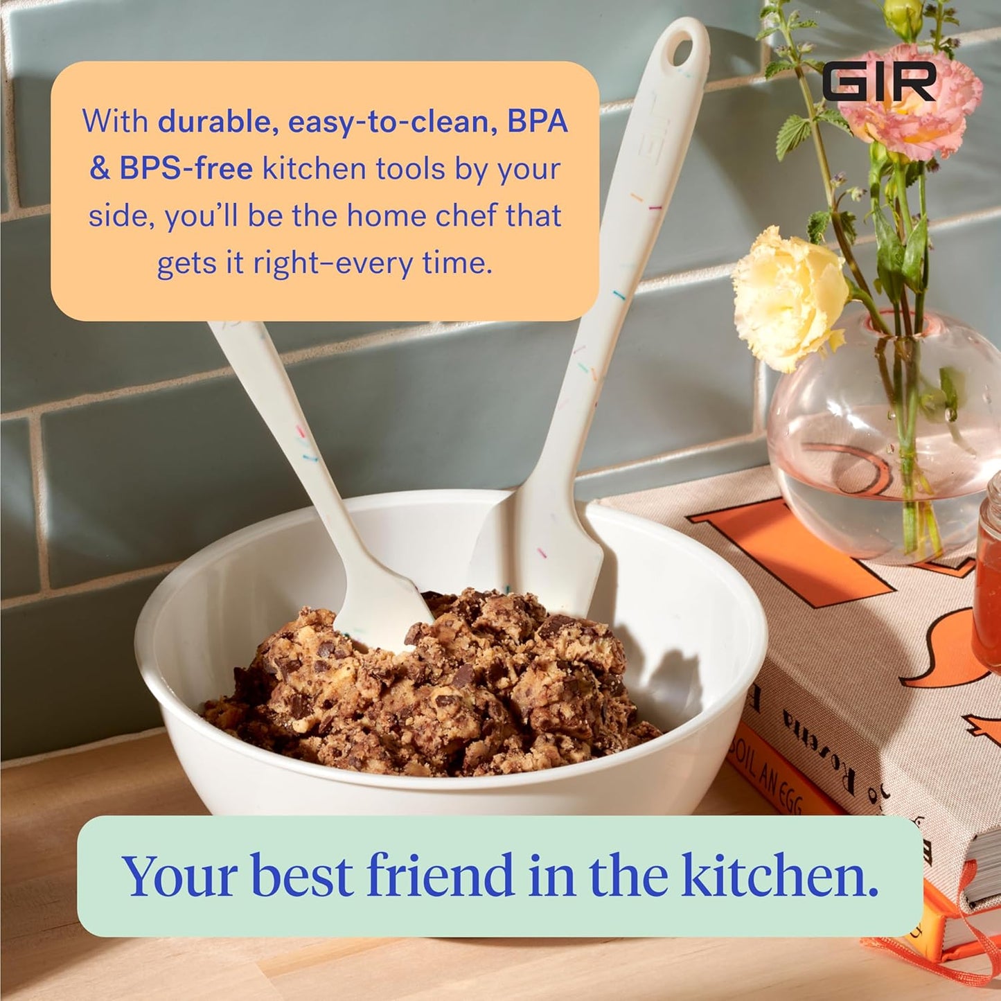 GIR: Get It Right Silicone Spatula for Cooking - 11-Inch Slate - Heat-Resistant Nonstick Kitchen Tool - Flexible Blade for Baking, Scraping & Mixing - Seamless Design