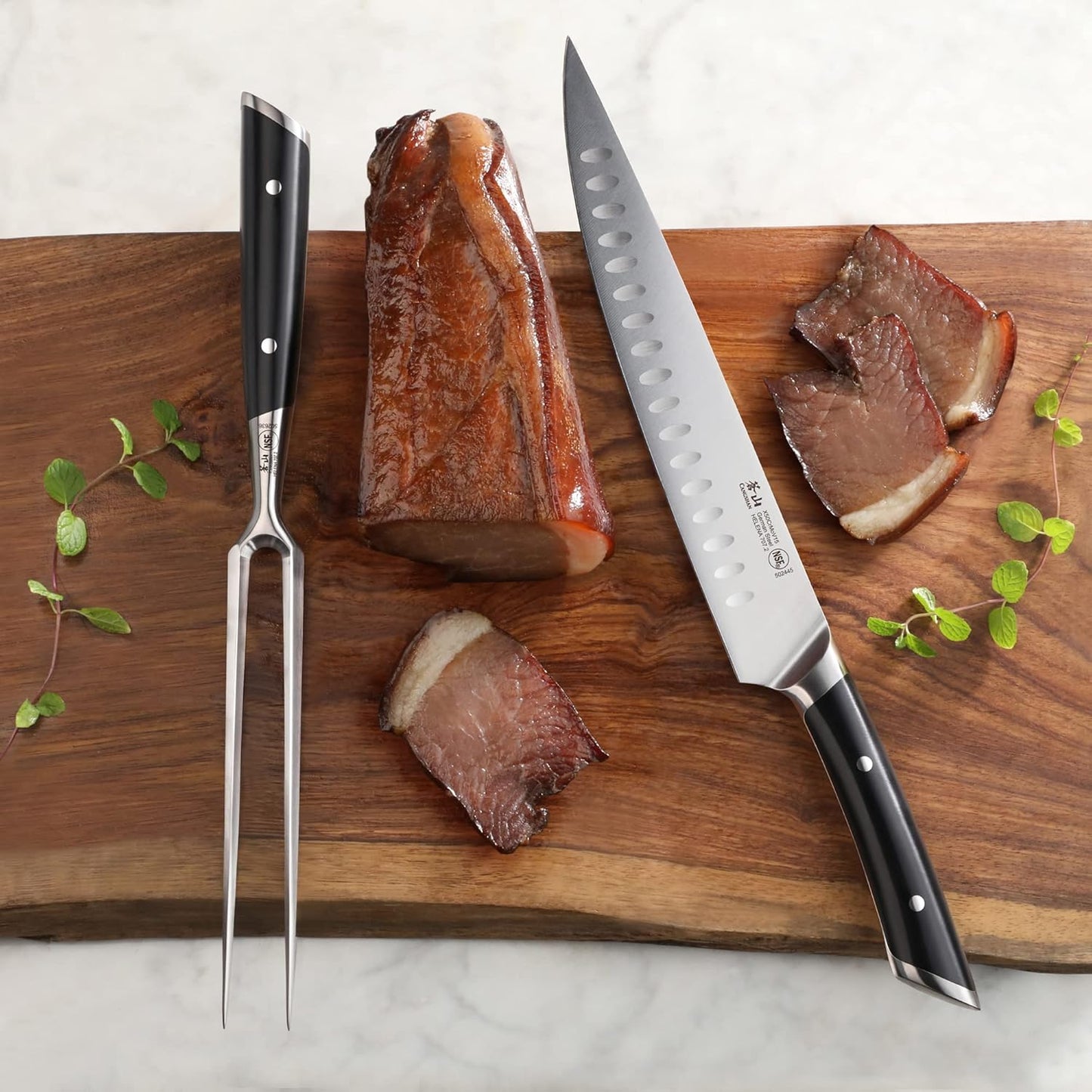 Cangshan HELENA Series German Steel Forged 2-Piece Carving Set (Black)