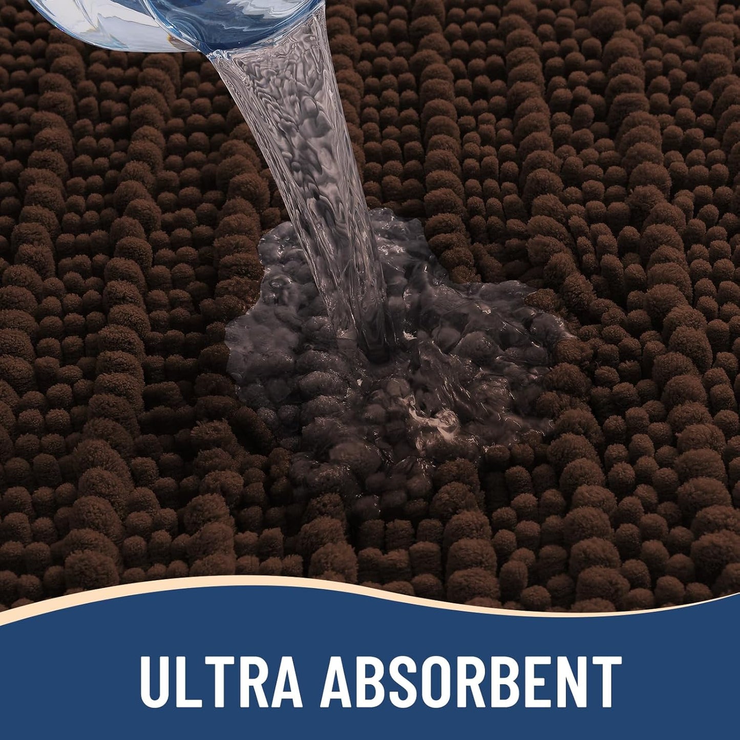Arotive Luxury Chenille Bathroom Rug Mat, Extra Soft Thick Absorbent Shaggy Bath Rugs, Non-Slip Machine Wash Dry, Plush Bath Mats for Bathroom, Shower and Tub, 47x17, Brown