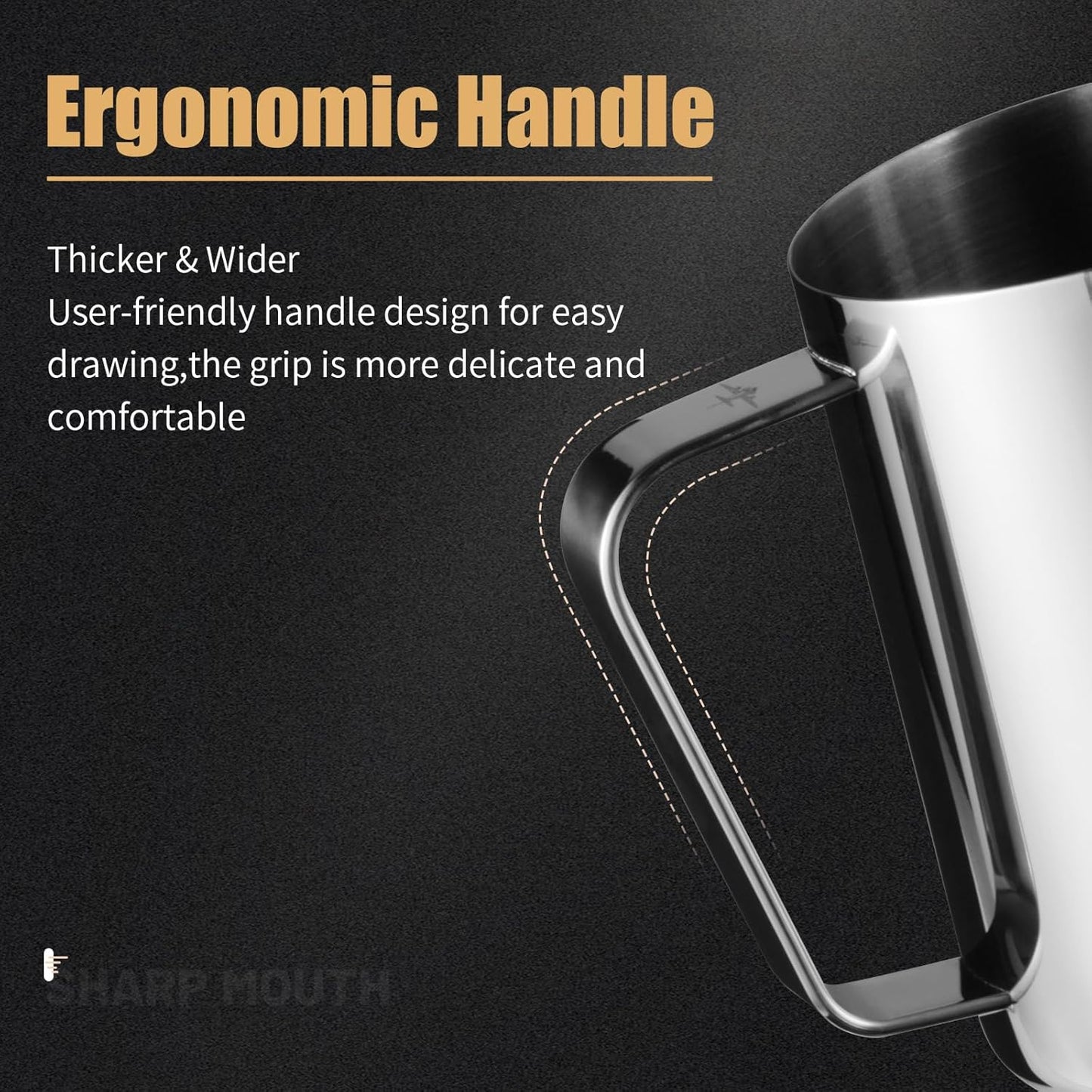 MHW-3BOMBER Milk Frothing Pitcher, 20oz/600ml Milk Frother Cup for Barista, SUS304 Stainless Steel Espresso Steaming Pitchers for Milk/Coffee/Latte Art, P3004S-OS