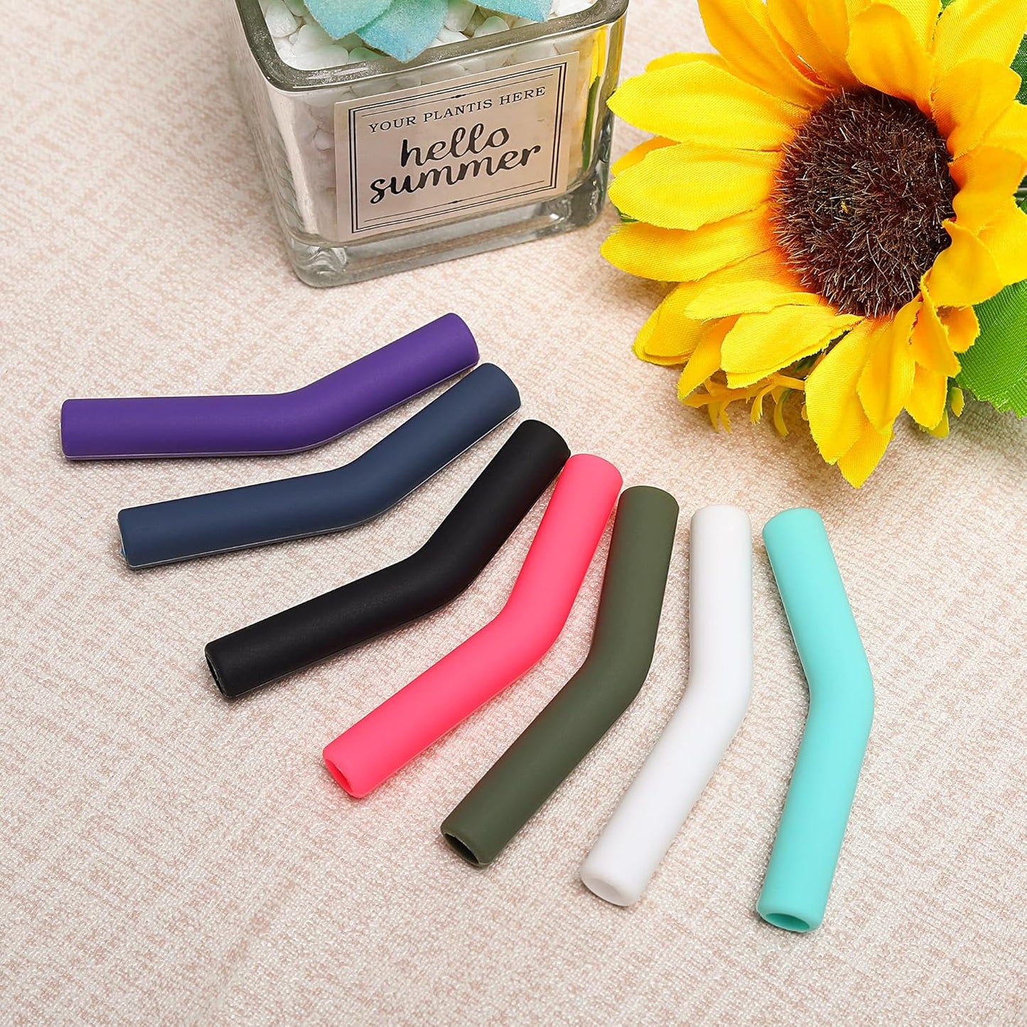 Zibtes-4PCS Silicone Straw Tips- Food Grade Rubber Metal Straws Tips Covers Only Fit for 1/3 Inch Wide(8MM Outdiameter) Stainless Steel Straw-Hot Pink
