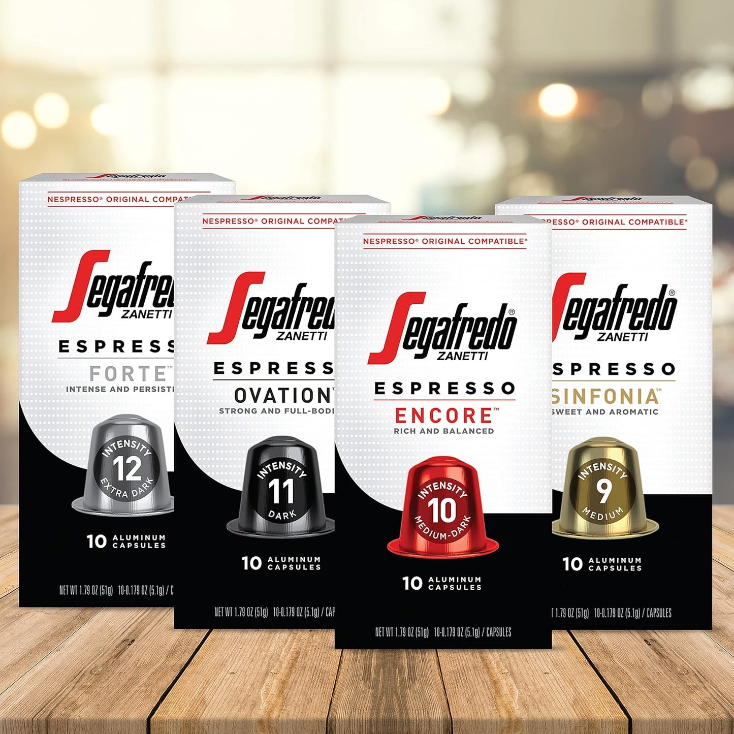 Segafredo Zanetti Espresso Capsules – Aluminum Pods for Nespresso Original Machines – Medium Roast Premium Espresso with a Sweet Aroma – Subtle, Intensity 9 – Sinfonia, 10 Count