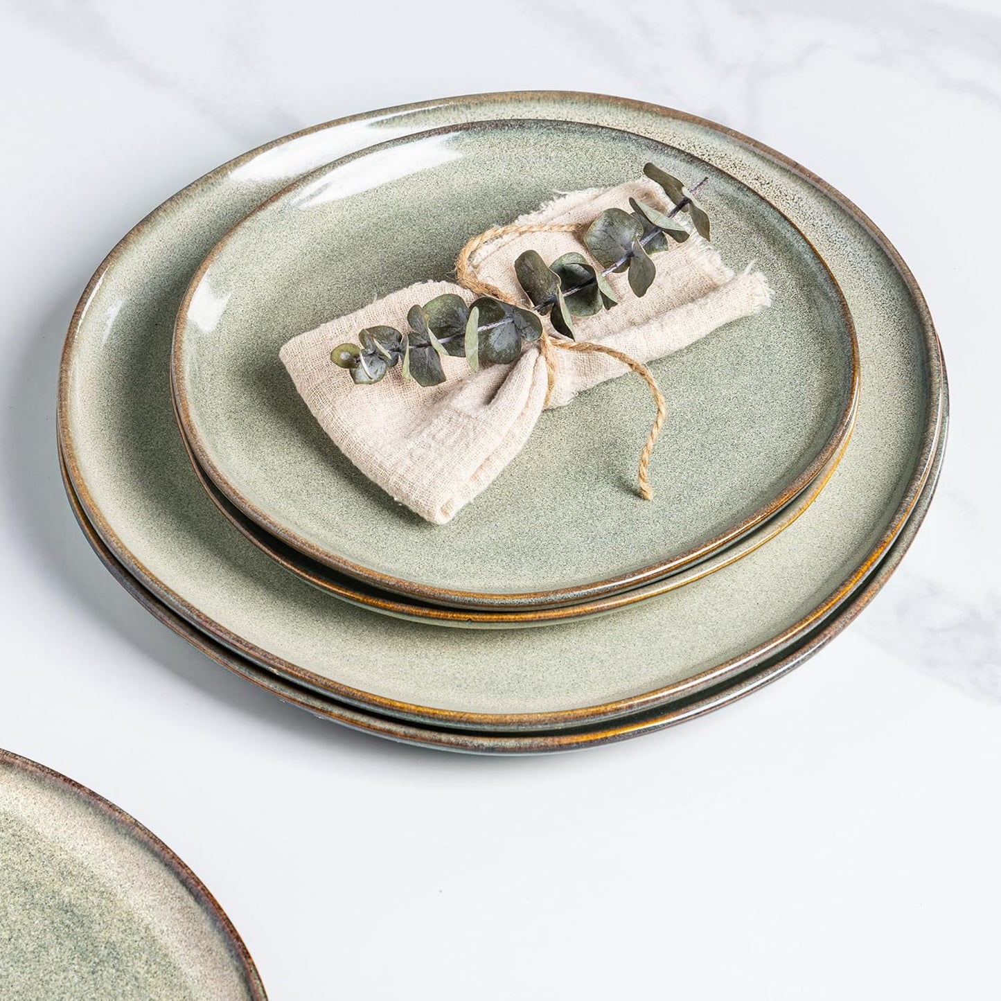 AmorArc Ceramic Plates Set of 6,8.5 Inch Handmade Reactive Glaze Stoneware Plates set for Dessert,Salad,Appetizer,Small Dinner Plates,Microwave & Dishwasher Safe,Scratch Resistant