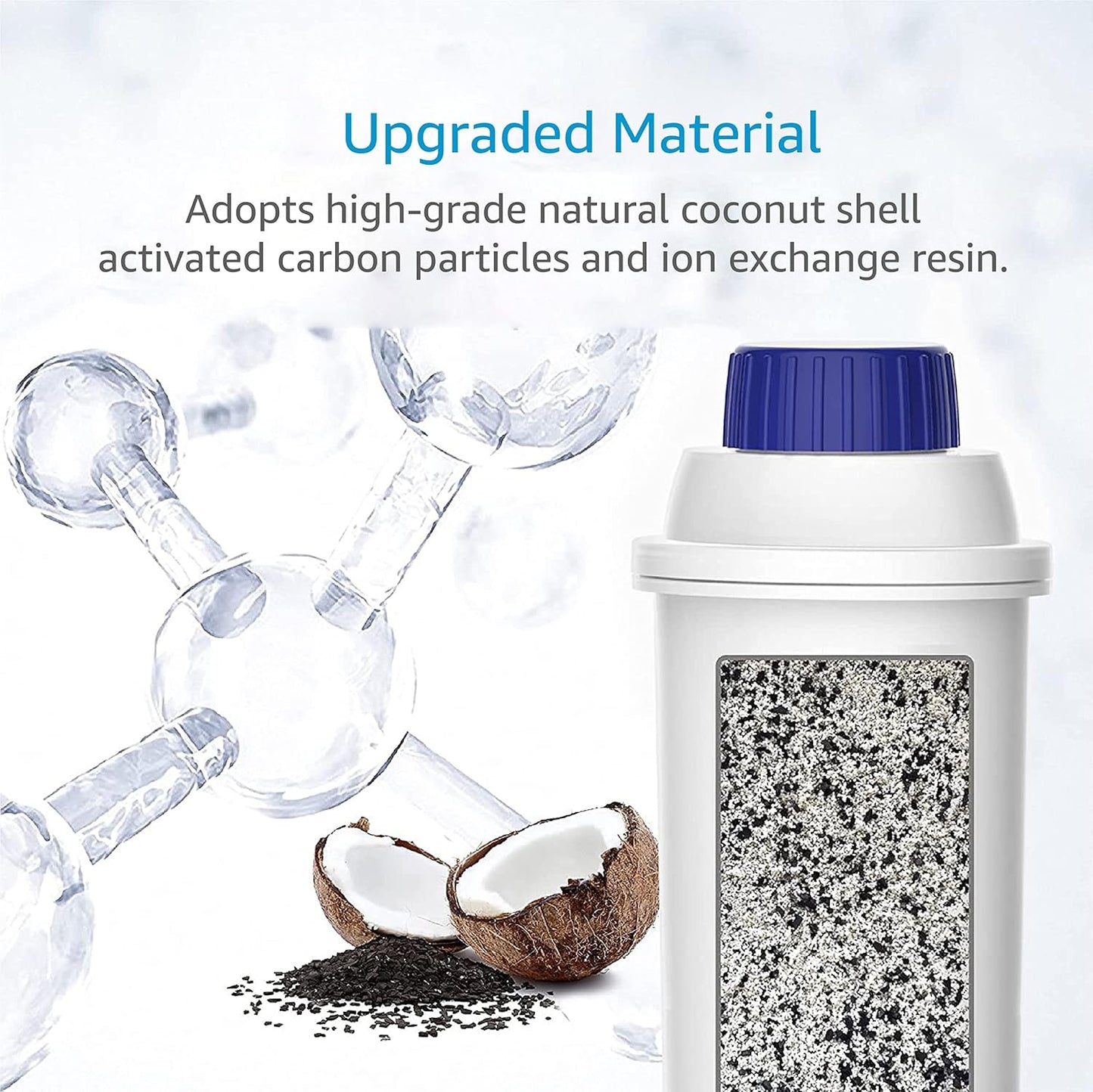 AQUA CREST Coffee Water Filter, Replacement for De'Longhi® Filter, TÜV SÜD Certified, 5513292811, DLS C002, CFL-950, SER3017, ECAM/ETAM Series, EC680, BCO420 (Pack of 6）