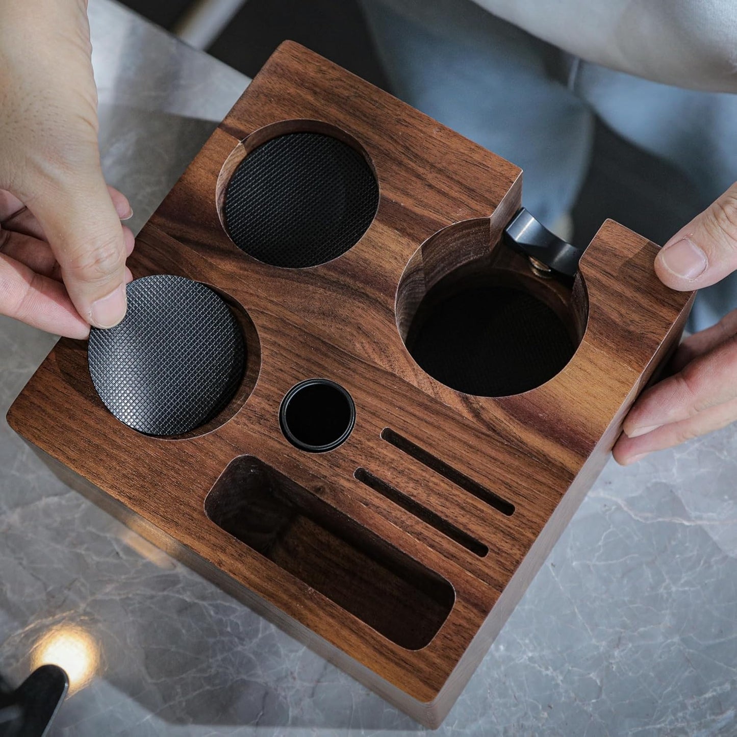 Espresso Accessories Kit 51mm Includes Self Leveling Tamper, Coffee Distributor, Dosing Funnel with Puck Screens, Tamping Station, and WDT Tool Professional Espresso Tools