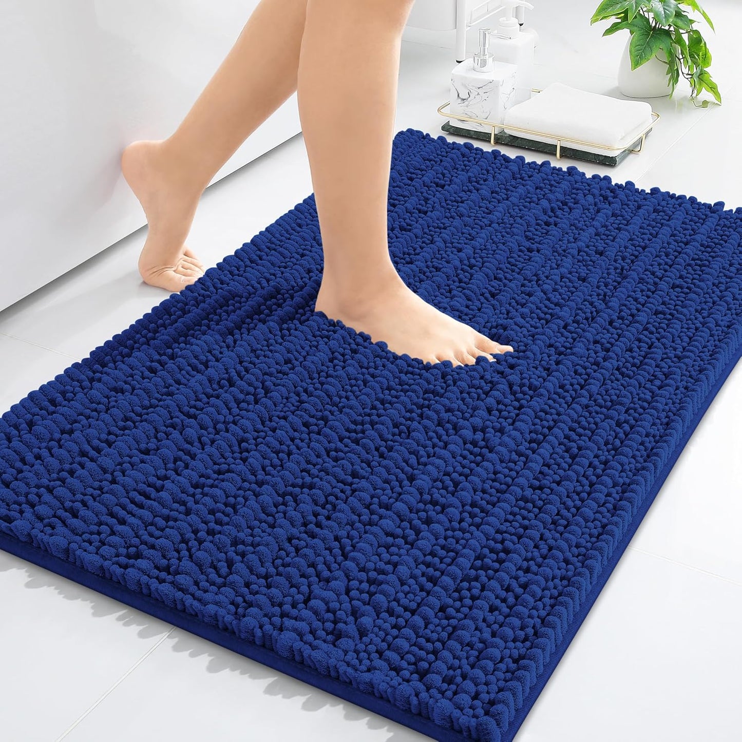 Arotive Luxury Chenille Bathroom Rug Mat, Extra Soft Thick Absorbent Shaggy Bath Rugs, Non-Slip Machine Wash Dry, Plush Bath Mats for Bathroom, Shower and Tub, 30x20, Royal Blue