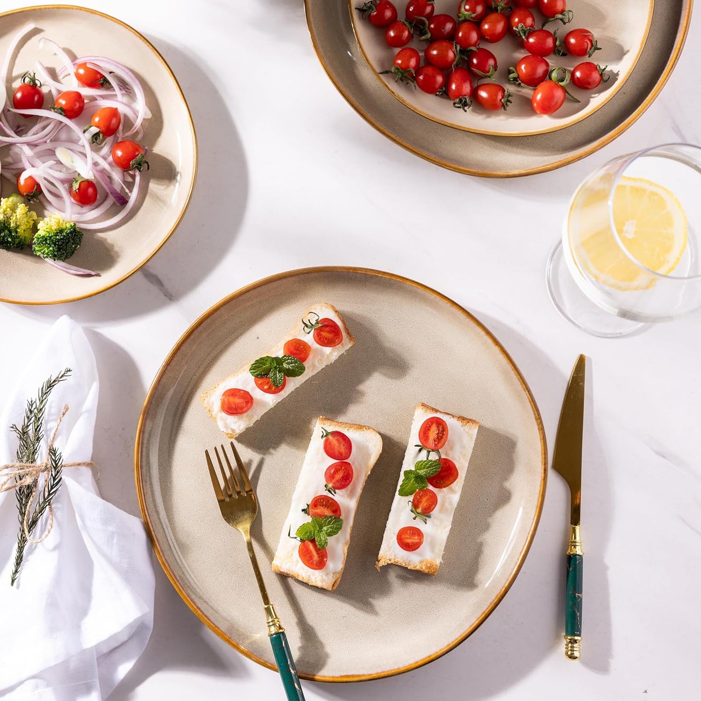 AmorArc Ceramic Plates Set of 5, 8.5 Inch Handmade Reactive Glaze Stoneware Plates set for Dessert, Salad, Appetizer, Small Dinner Plates, Microwave&Dishwasher Safe, Scratch Resistant
