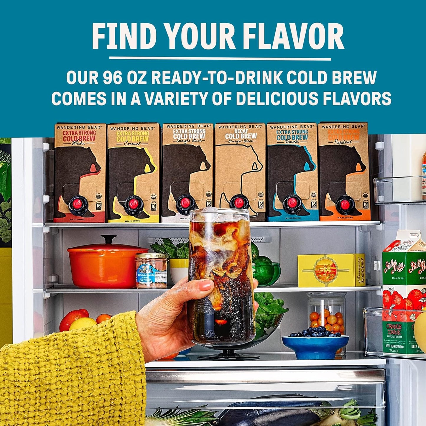 Wandering Bear Organic Vanilla Cold Brew Coffee On Tap, 96 fl oz - Extra Strong, Bold, Smooth, Unsweetened, Shelf-Stable, Ready to Drink, Gluten Free, & Vegan, Iced Cold Brewed Coffee Drinks